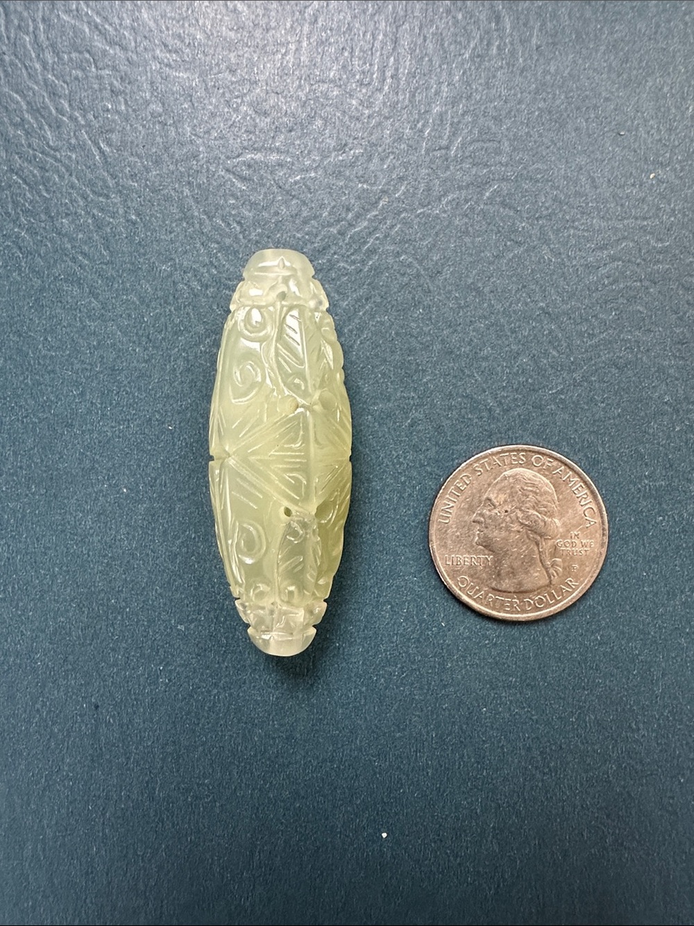 RARE Vintage Chinese Hexagon Stone Bead